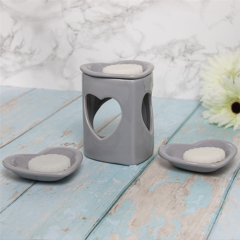 grey ceramic 3 dish wax melt burner