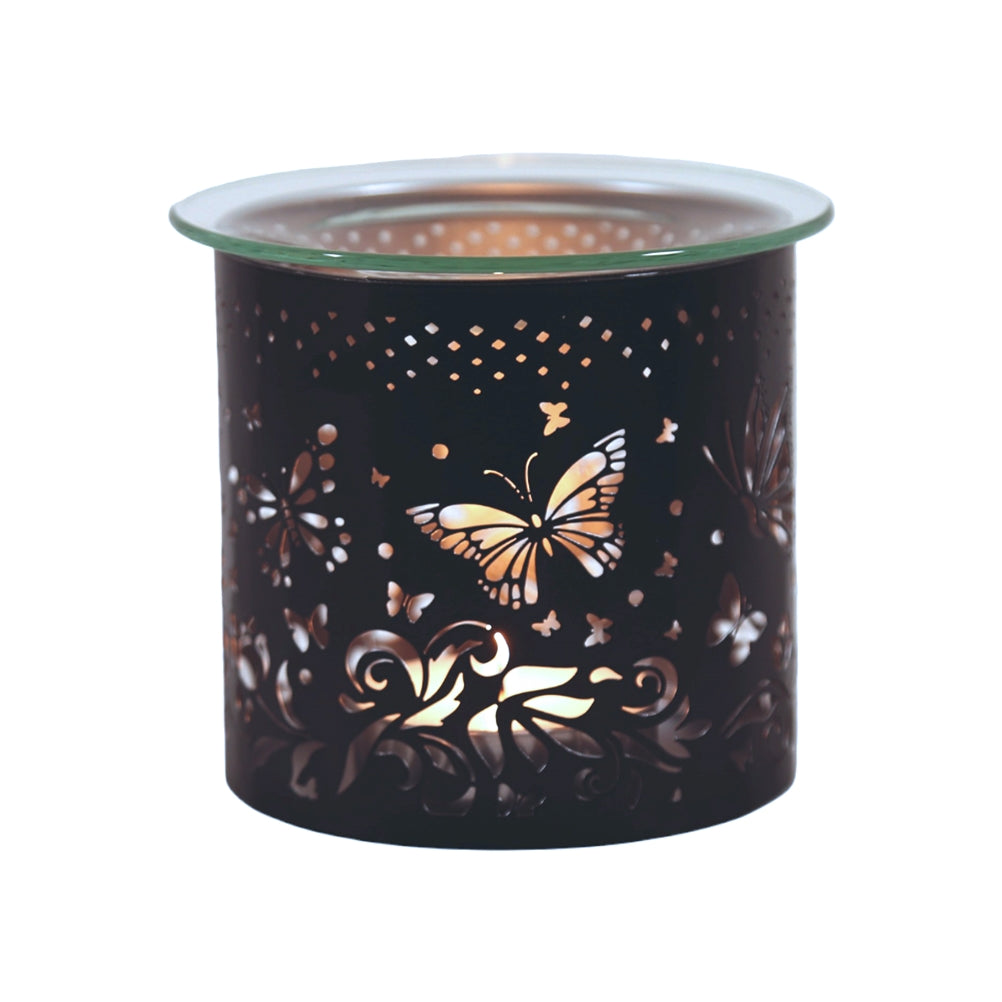 Black cut out butterfly patterned tealight wax burner